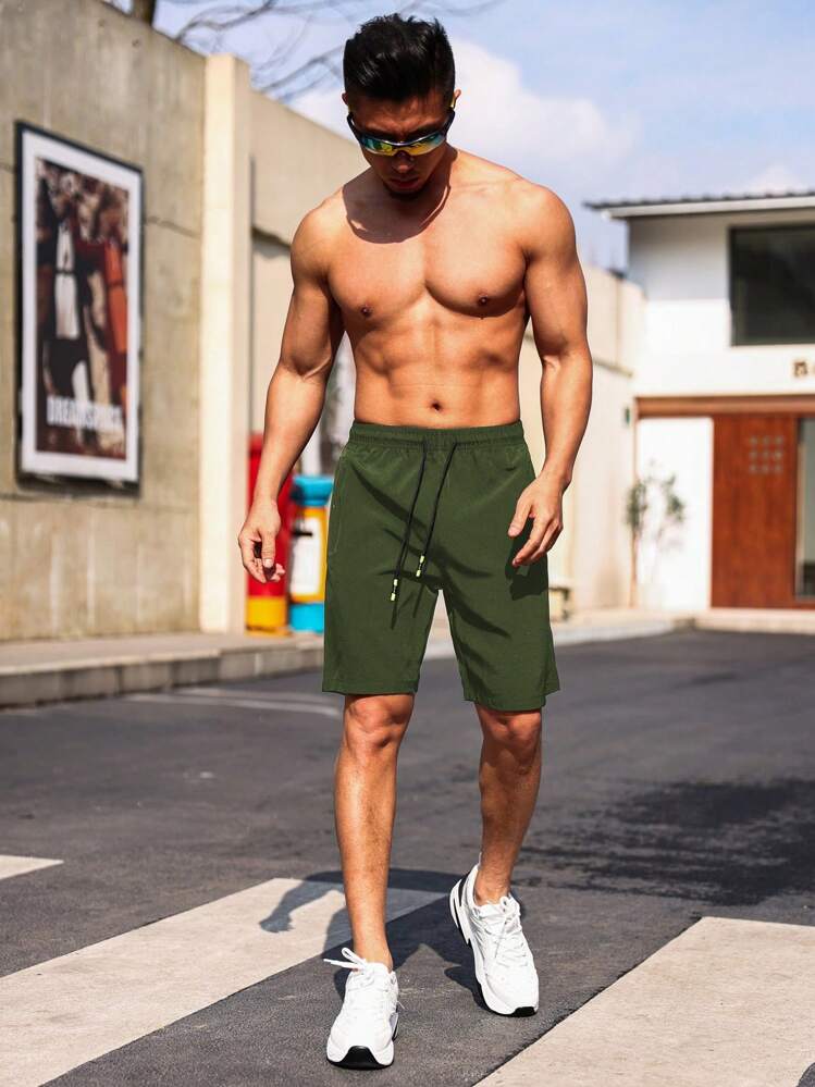 Manfinity Sport Corelite שורטס ספורטיבי לגברים - צבאי ירוק - ראה 4