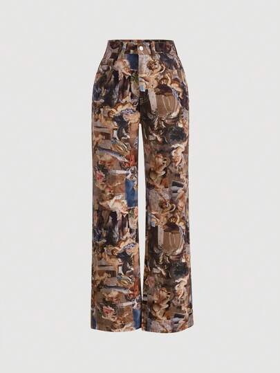 SHEIN MOD Jeans con estampado de figura de pierna ancha