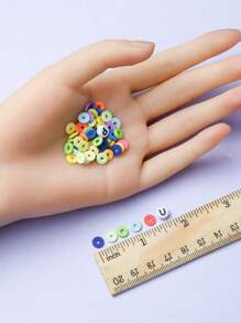 Diy 手鍊製作套件 - 6 毫米混色軟陶瓷墊片、7 毫米壓克力扁圓形字母珠和不銹鋼鑷子,帶 2 卷 0.7 毫米鬆緊繩 - 適合珠寶製作 - 彩色 - 查看 6