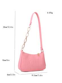 Bolso hobo mini con cocodrilo en relieve cremallera rosado - Rosa - Ver 3