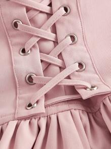 SHEIN MOD Lace Up Side Ruffle Hem Skirt