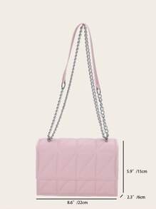 PU Square Bag Quilted Pattern Flap Pink Fashionable - Baby Pink - View 6