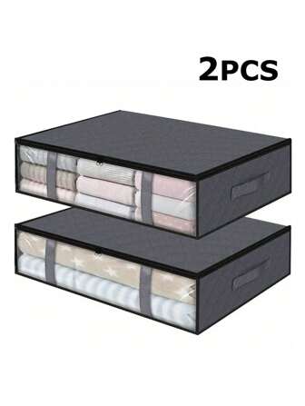 1/2 件衣服收纳盒，床下储物箱，带透明窗口的可折叠储物箱，返校宿舍衣物收纳，多功能储物盒，书籍收纳，玩具收纳抽屉衣柜收纳盒壁橱收纳袋家用/可折叠 6/7/11 格/包装必需品/衣服收纳盒盖床下储物袋衣服收纳盒床下储物盒壁橱收纳盒用于整理衣服毯子枕头棉被毛衣
