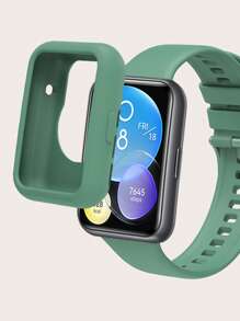 绿色硅胶表带（带保护壳）适用于 Watch Fit 2 - 綠色 - 查看 1