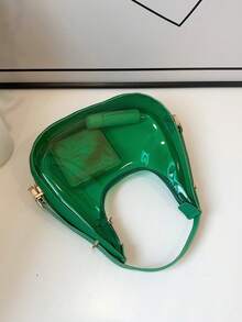 Mini Zipper Hobo Bag Fashionable PVC Green Waterproof, Clear Bag - Green - View 7