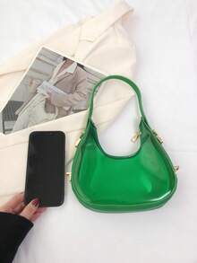 Mini Zipper Hobo Bag Fashionable PVC Green Waterproof, Clear Bag - Green - View 9