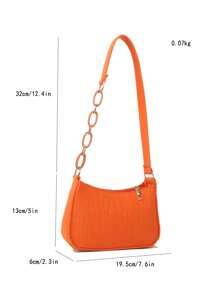 Bolso hobo mini cremallera minimalista naranja con cocodrilo en relieve - Naranja - Ver 3