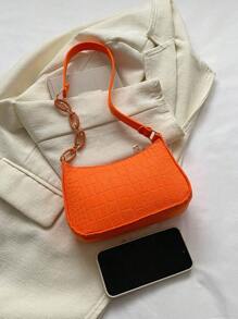 Bolso hobo mini cremallera minimalista naranja con cocodrilo en relieve - Naranja - Ver 5