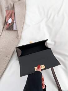 迷你方包優雅咖啡棕色的扭鎖鱷魚壓紋PU皮革 - 咖啡棕 - 查看 5