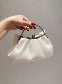 Lightweight, Business Casual Rhinestone Decor Bucket Bag Mini Drawstring Design, Clear Bag Faux Pearl Bag Evening Bag, Dinner Bag Glamorous, Elegant, Exquisite, Quiet Luxury Rhinestone For Party Girl, Woman, Bride Perfect For Party, Dinner/Banquet Christmas Party Dress Valentines, Perfectly Matching With Bridal Party