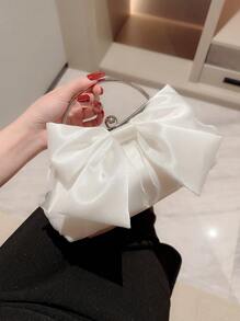 Lightweight, Business Casual Rhinestone Decor Bucket Bag Mini Drawstring Design, Clear Bag Faux Pearl Bag Evening Bag, Dinner Bag Glamorous, Elegant, Exquisite, Quiet Luxury Rhinestone For Party Girl, Woman, Bride Perfect For Party, Dinner/Banquet Christmas Party Dress Valentines, Perfectly Matching With Bridal Party
