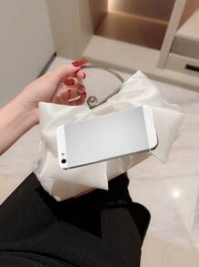 Lightweight, Business Casual Rhinestone Decor Bucket Bag Mini Drawstring Design, Clear Bag Faux Pearl Bag Evening Bag, Dinner Bag Glamorous, Elegant, Exquisite, Quiet Luxury Rhinestone For Party Girl, Woman, Bride Perfect For Party, Dinner/Banquet Christmas Party Dress Valentines, Perfectly Matching With Bridal Party