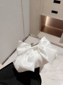 Lightweight, Business Casual Rhinestone Decor Bucket Bag Mini Drawstring Design, Clear Bag Faux Pearl Bag Evening Bag, Dinner Bag Glamorous, Elegant, Exquisite, Quiet Luxury Rhinestone For Party Girl, Woman, Bride Perfect For Party, Dinner/Banquet Christmas Party Dress Valentines, Perfectly Matching With Bridal Party