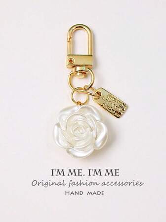 Fashionable Elegant Alloy Letter Label Pearl Texture Hanging Decoration Bag Accessories Key Chain Charms Thank You Gifts Teacher Accessories