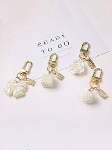 Hợp kim thanh lịch thời trang Nhãn chữ Ngọc trai Họa tiết treo Trang trí Phụ kiện túi Móc chìa khóa Bùa cảm ơn Quà tặng Phụ kiện giáo viên - trắng - Xem 2