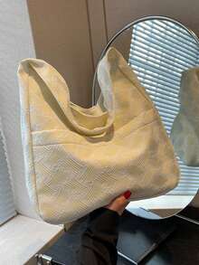 Embossed Detail Hobo Bag Large Capacity Casual - Multicolor - View 1