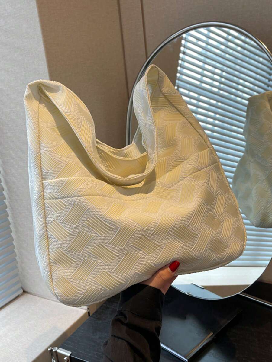 Embossed Detail Hobo Bag Large Capacity Casual - Multicolor - View 1