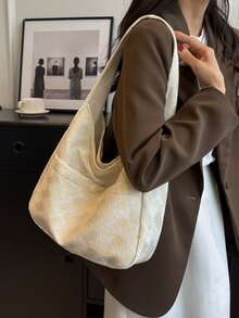 Embossed Detail Hobo Bag Large Capacity Casual - Multicolor - View 2