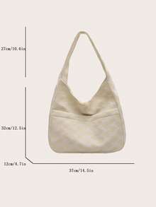 Embossed Detail Hobo Bag Large Capacity Casual - Multicolor - View 6