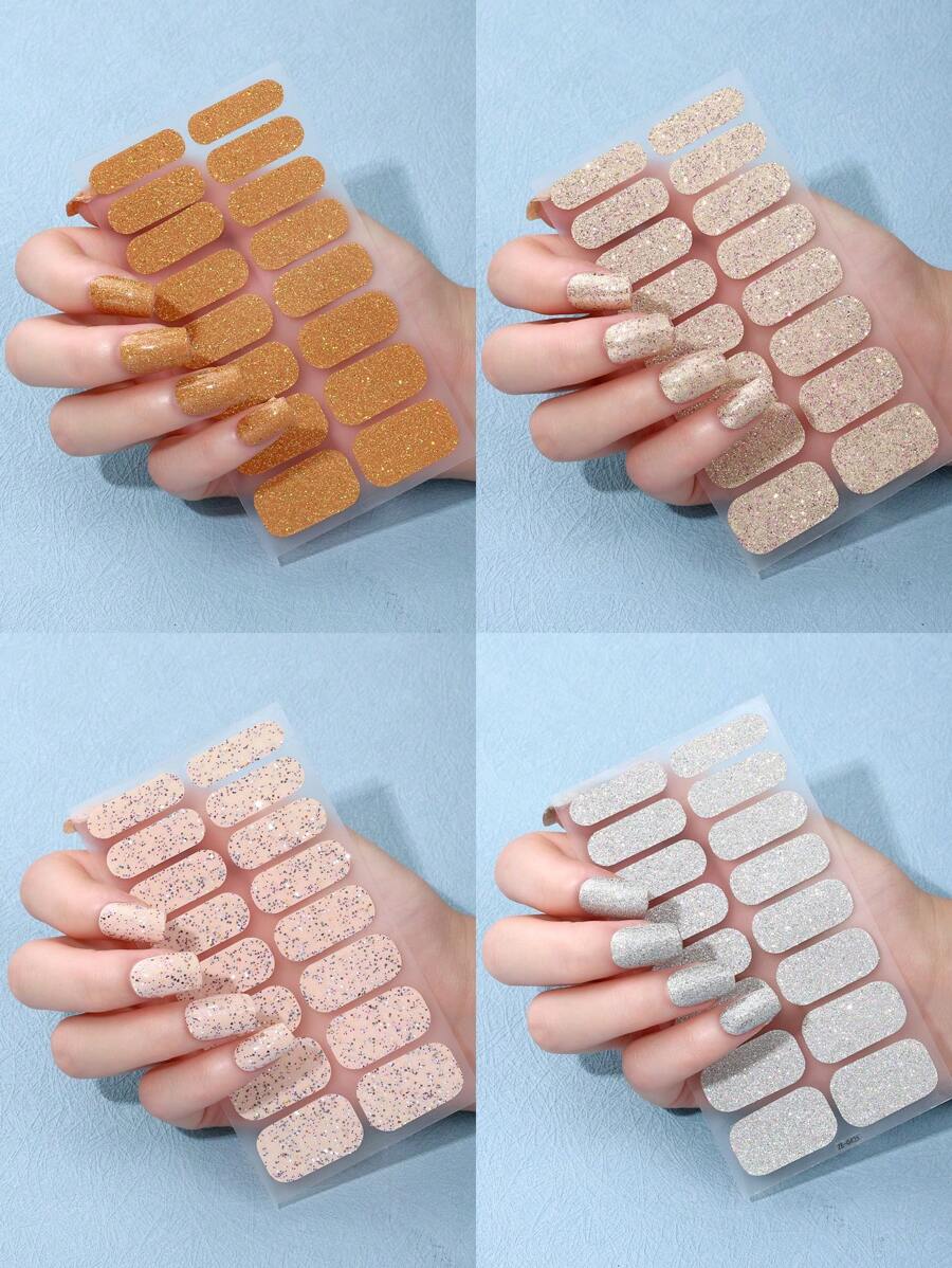 Beauty Sticker 4張閃粉美甲貼紙和1支美甲文件，美甲貼紙DIY - 彩色 - 查看 1