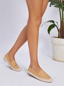 SheIn VCAY Giày bệt có họa tiết cho nữ, Giày bệt màu nâu kỳ nghỉ Espadrille - màu nâu - Xem 2