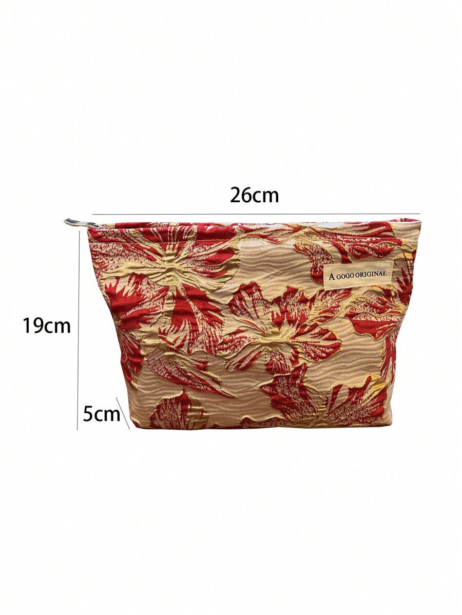 Y2K Aesthetic Floral Print Makeup Bag premium metal travel makeup bag