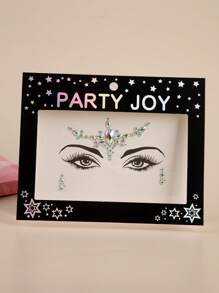 Party Joy 1 hoja Pegatina tatuaje facial con diamante de imitación - Multicolor - Ver 1