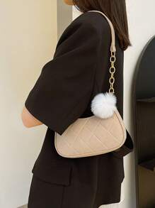 迷你流浪包針腳細節優雅附包飾 - 卡其色 - 查看 3