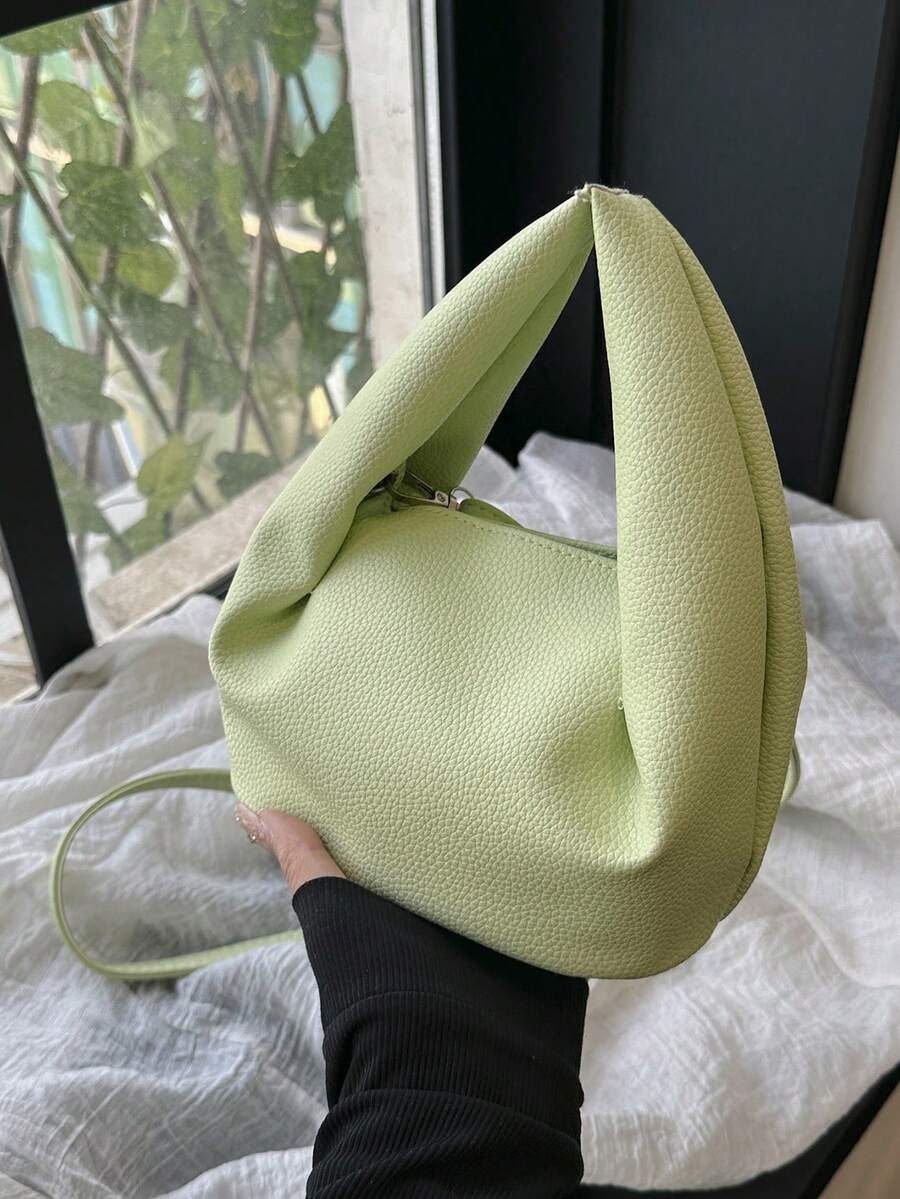 Túi Vải Xếp Mini Da PU Dập Nổi Màu Xanh Lá Thời Trang - màu xanh lá - Xem 1