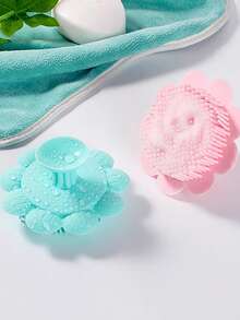 1pc Baby Random Color Flower Design Silicone Bath Brush - Multicolor - View 3