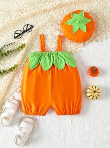 SHEIN Trang phục Em bé Hoạt hình Khối Màu - trái cam - Xem 2
