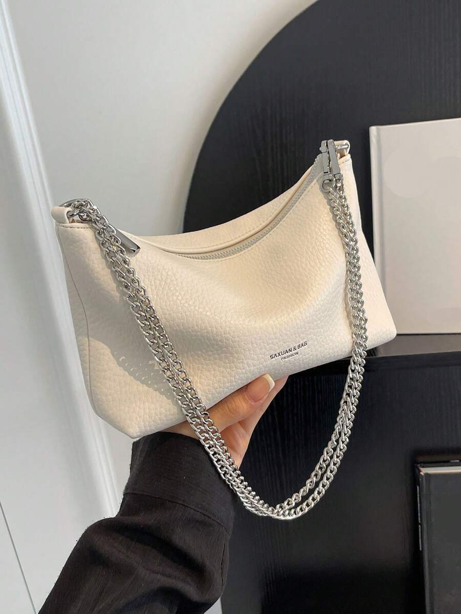 Túi đeo vai dây xích đơn giản thời trang thu đông 2026, túi đeo chéo nhỏ dành cho nữ, túi cầm tay đa năng tiện dụng, túi vuông mini thanh lịch.