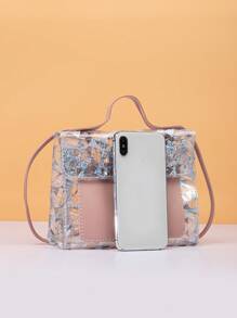Waterdichte trendy mini-vierkante tas Geometrisch patroon Duwslot aan de bovenkant