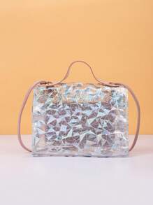 Waterdichte trendy mini-vierkante tas Geometrisch patroon Duwslot aan de bovenkant