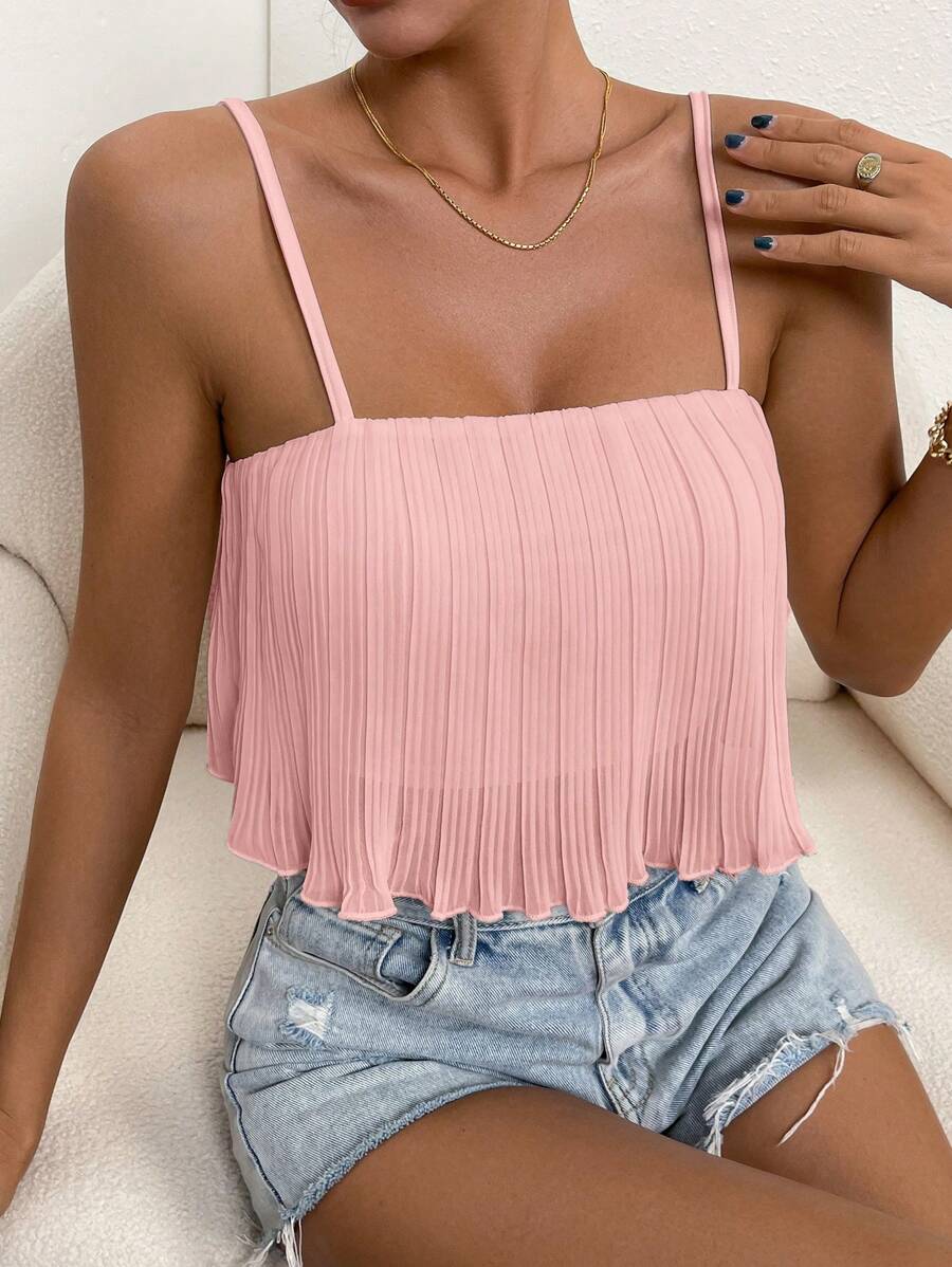 SHEIN Essnce Solid Cami Top - Pink - View 1