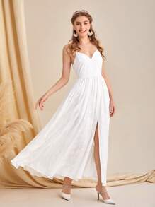 SHEIN Belle Split Thigh Cami Wedding Dress