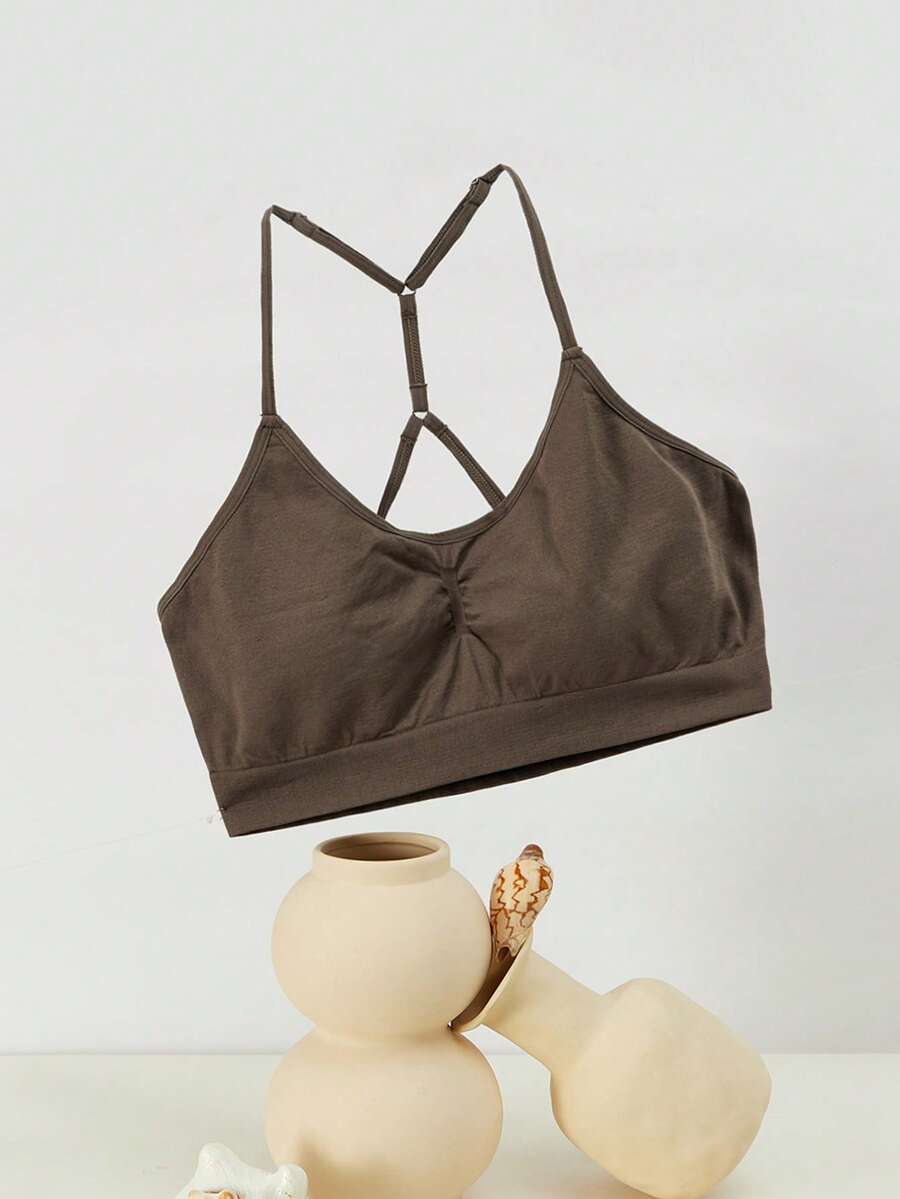 Sujetador unicolor fruncido - Gris - Ver 1