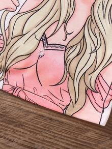 SHEIN 年輕女孩圖案和字母印花短袖t卹 - 白色 - 查看 6