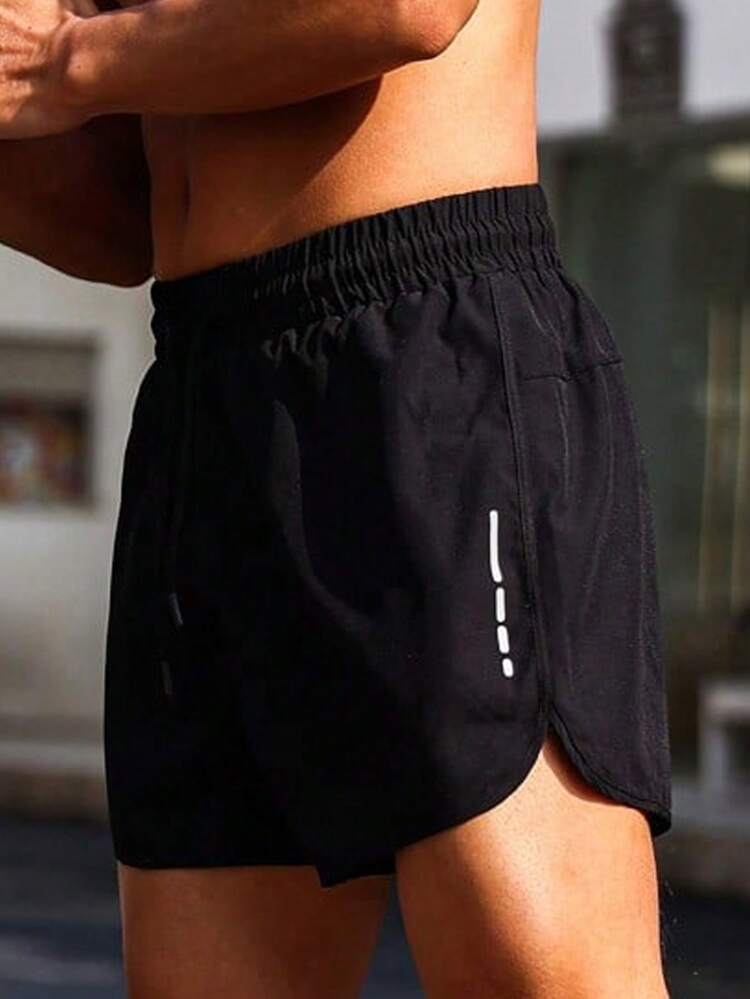 Boyfriend Style Men Drawstring Waist Sports Shorts