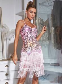 Đầm Sequin Cami đầy màu sắc - Hồng - Xem 1