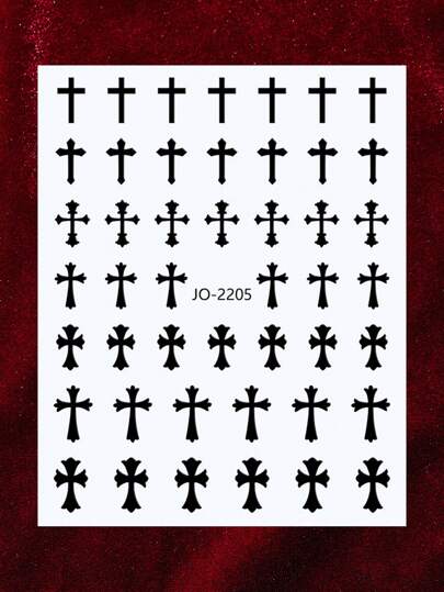 Goth 1sheet Cross Pattern Nail Art Sticker