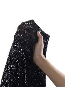Kimono Nữ Dây kéo màu trơn - màu đen - Xem 8