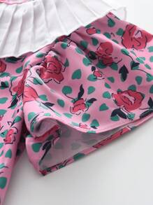 Kleinkind Mädchen Kleid mit Blume Muster, Rüschenbesatz,