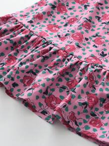 Kleinkind Mädchen Kleid mit Blume Muster, Rüschenbesatz,