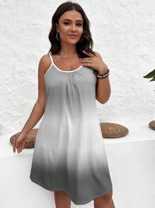 SHEIN VCAY 大碼休閒拼接細邊漸層連衣裙 - 彩色 - 查看 3