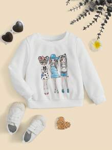 SHEIN 嬰兒卡通圖案運動衫 - 白色 - 查看 1