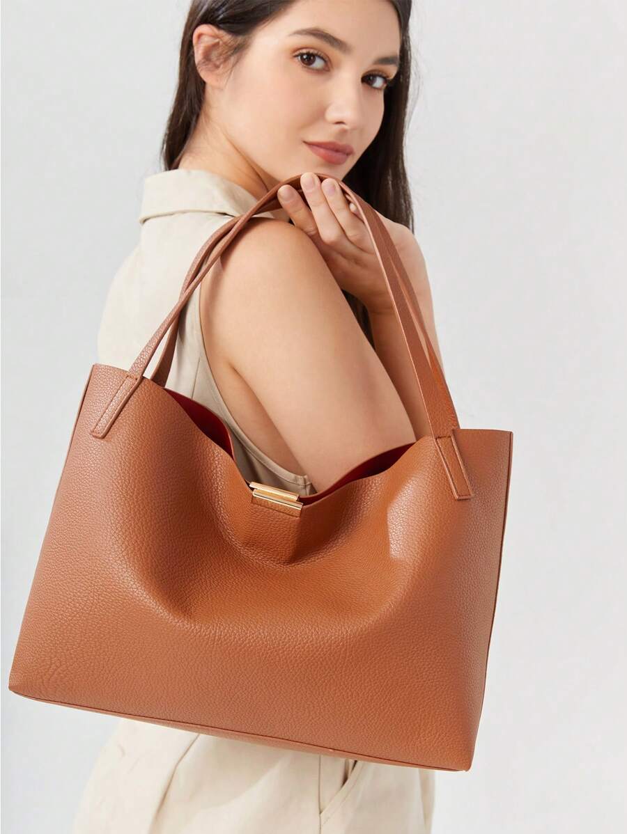 BizChic Túi Xách tay Nữ màu trơn - màu nâu - Xem 1