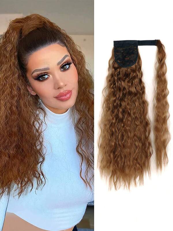 Extensión del pelo rizado marrón 22 pulgadas largo alta temperatura