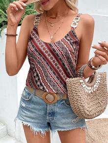 SHEIN VCAY Allover Print Chain Detail Cami Top - Multicolor - View 6