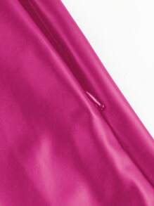 SHEIN Allurite Plus Solid PU Flare Skirt - Hot Pink - View 5